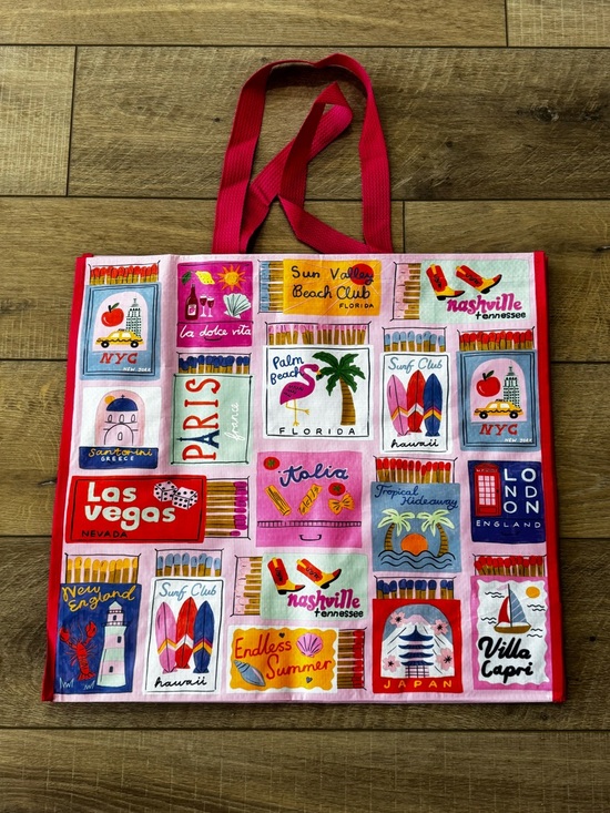 T.J.Maxx Handbags - Homegoods TJMaxx Marshalls Vacation Match Boxes Print Shopper Tote Bag NWOT